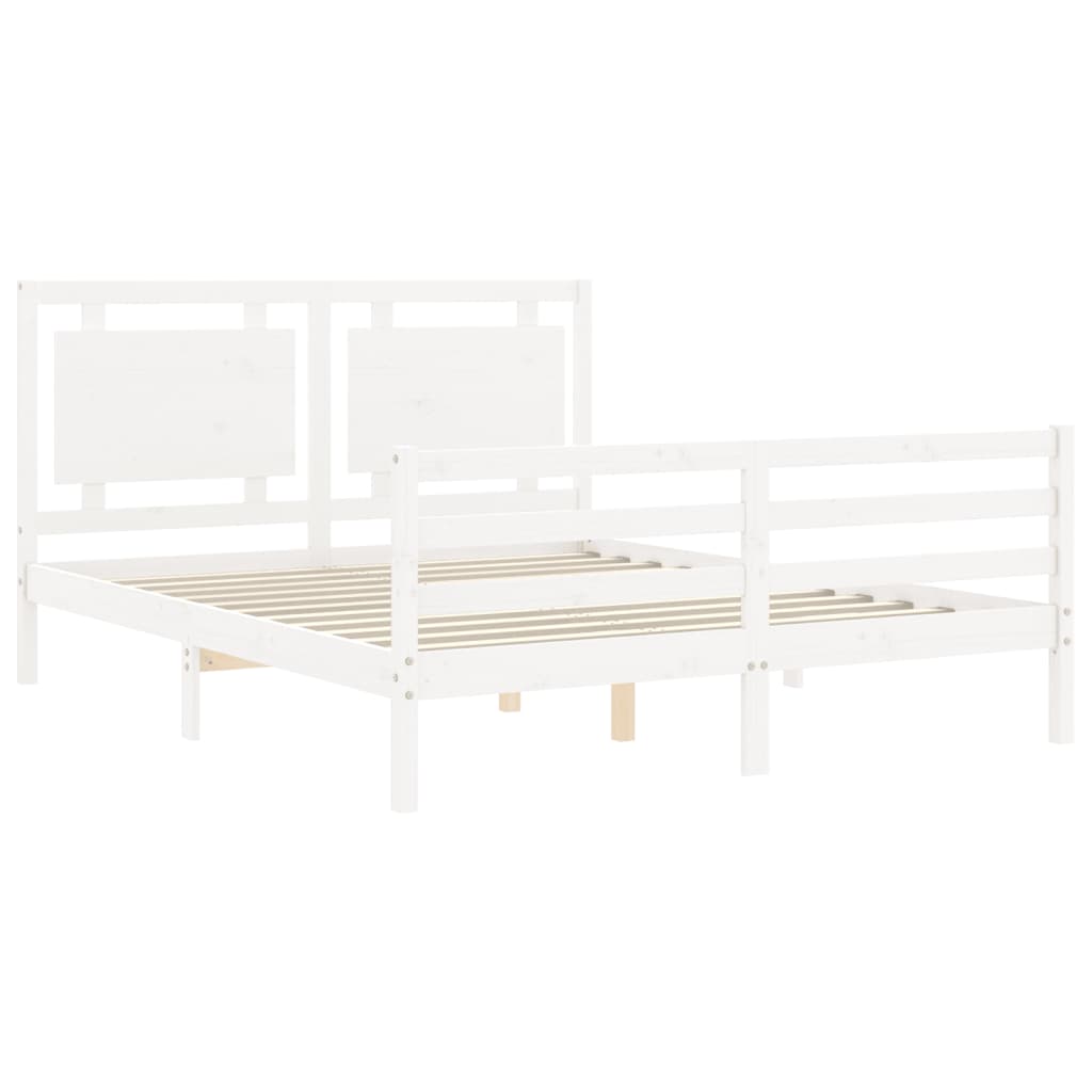 Bed Frame without Mattress White 160x200 cm Solid Wood