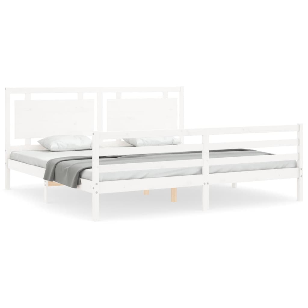 Bed Frame without Mattress White 200x200 cm Solid Wood