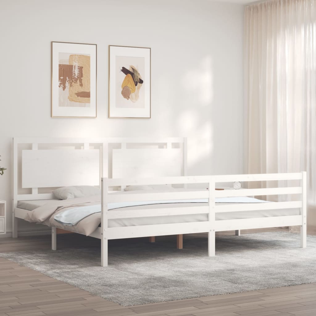 Bed Frame without Mattress White 200x200 cm Solid Wood