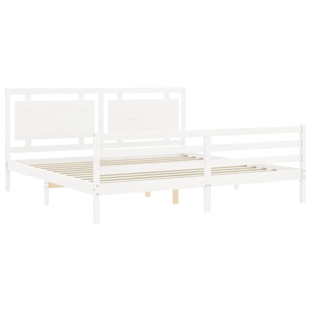 Bed Frame without Mattress White 200x200 cm Solid Wood