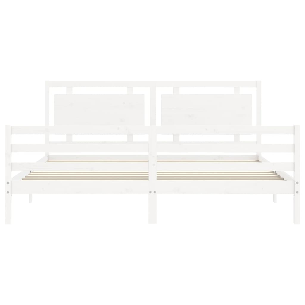Bed Frame without Mattress White 200x200 cm Solid Wood