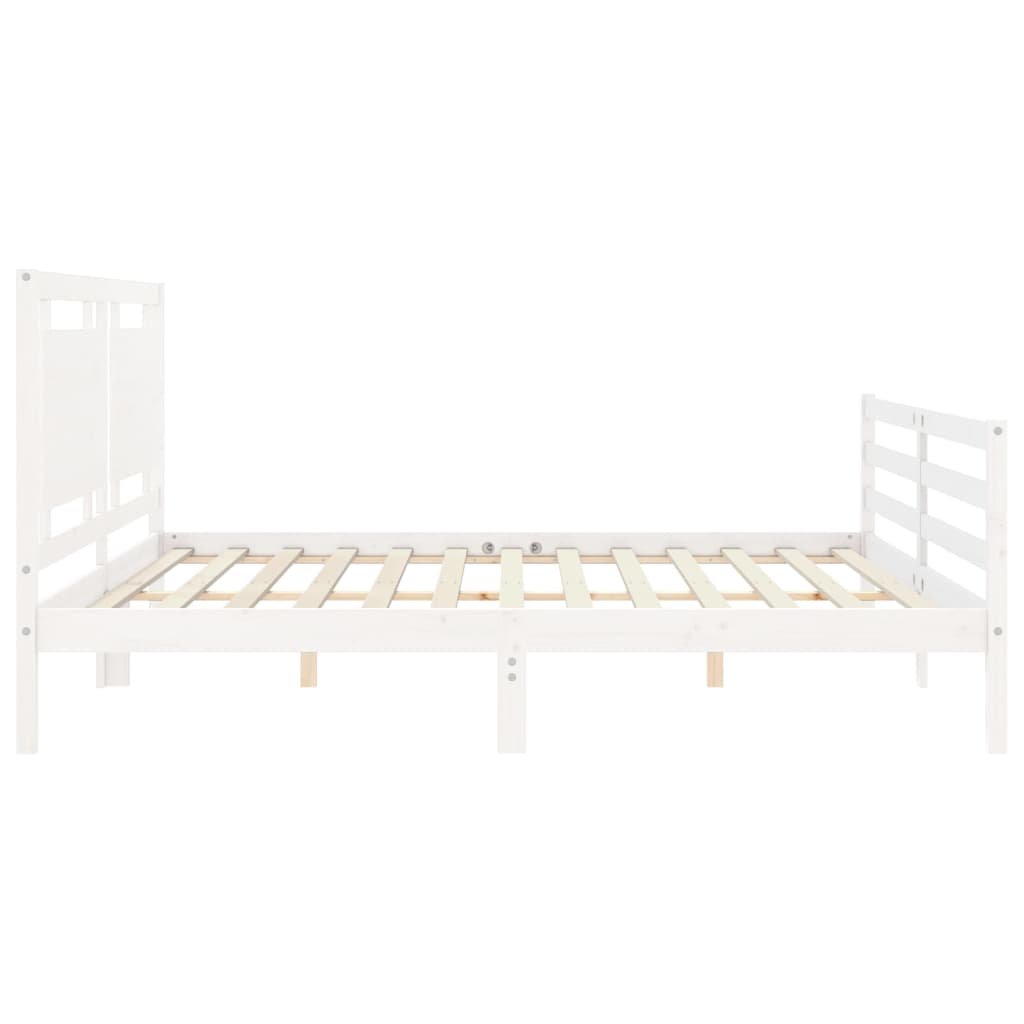 Bed Frame without Mattress White 200x200 cm Solid Wood