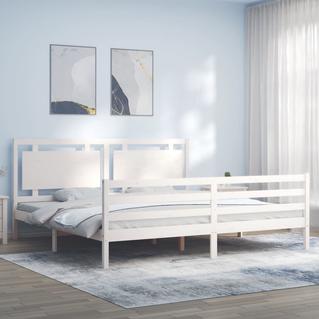 Bed Frame without Mattress White 200x200 cm Solid Wood
