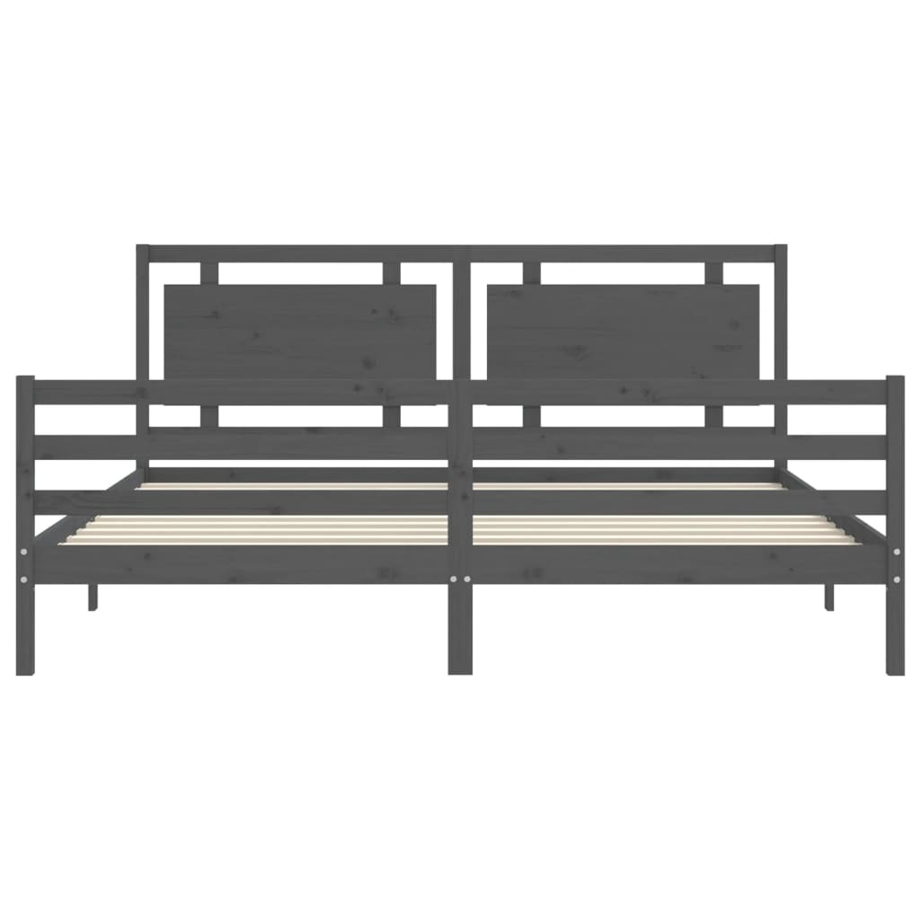 Bed Frame without Mattress Grey 200x200 cm Solid Wood