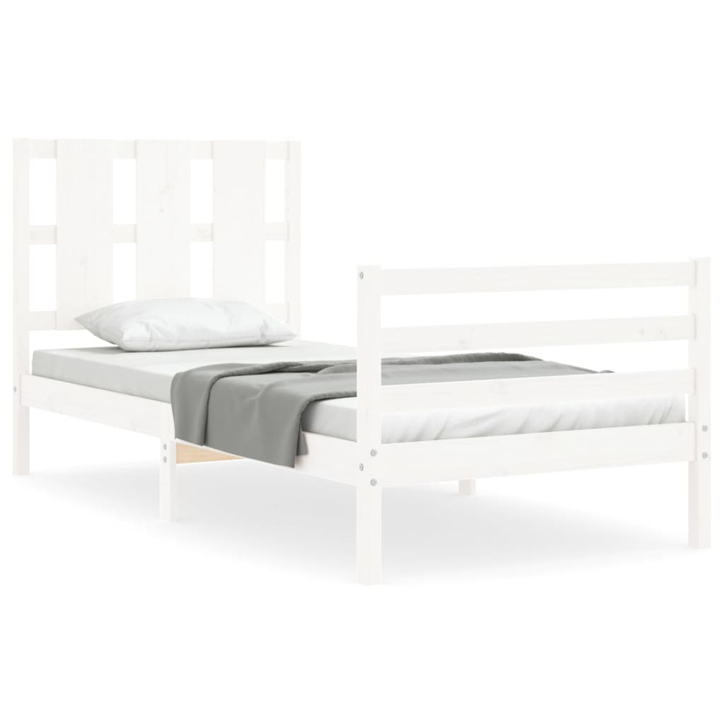 Bed Frame without Mattress White Small Single Solid Wood