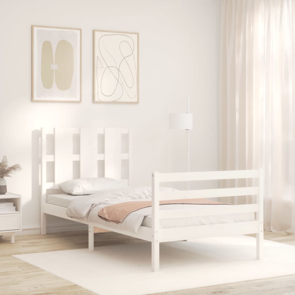 Bed Frame without Mattress White Small Single Solid Wood