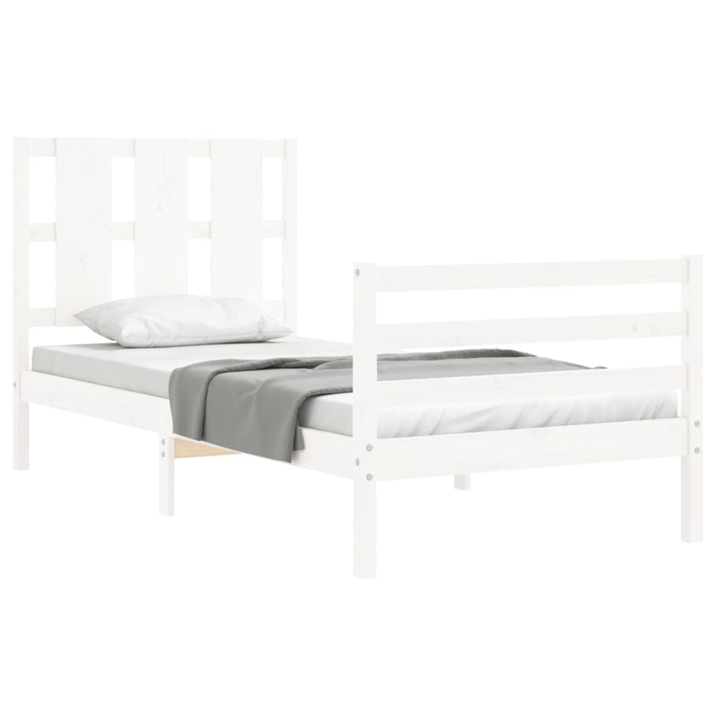 Bed Frame without Mattress White Small Single Solid Wood