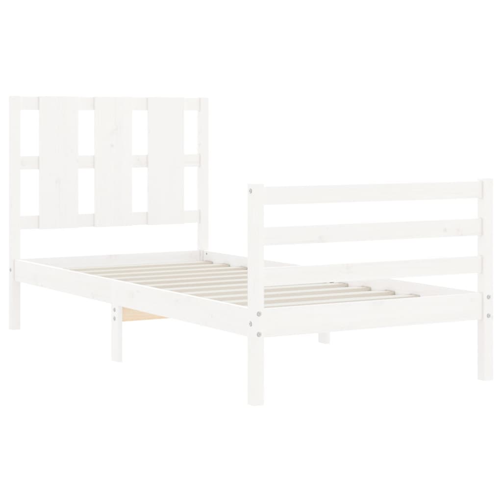 Bed Frame without Mattress White Small Single Solid Wood