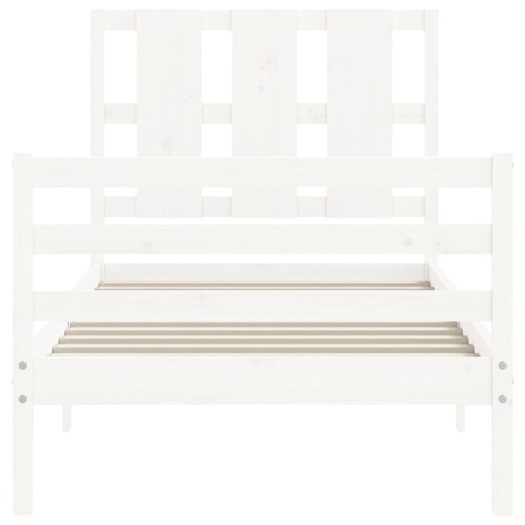 Bed Frame without Mattress White Small Single Solid Wood