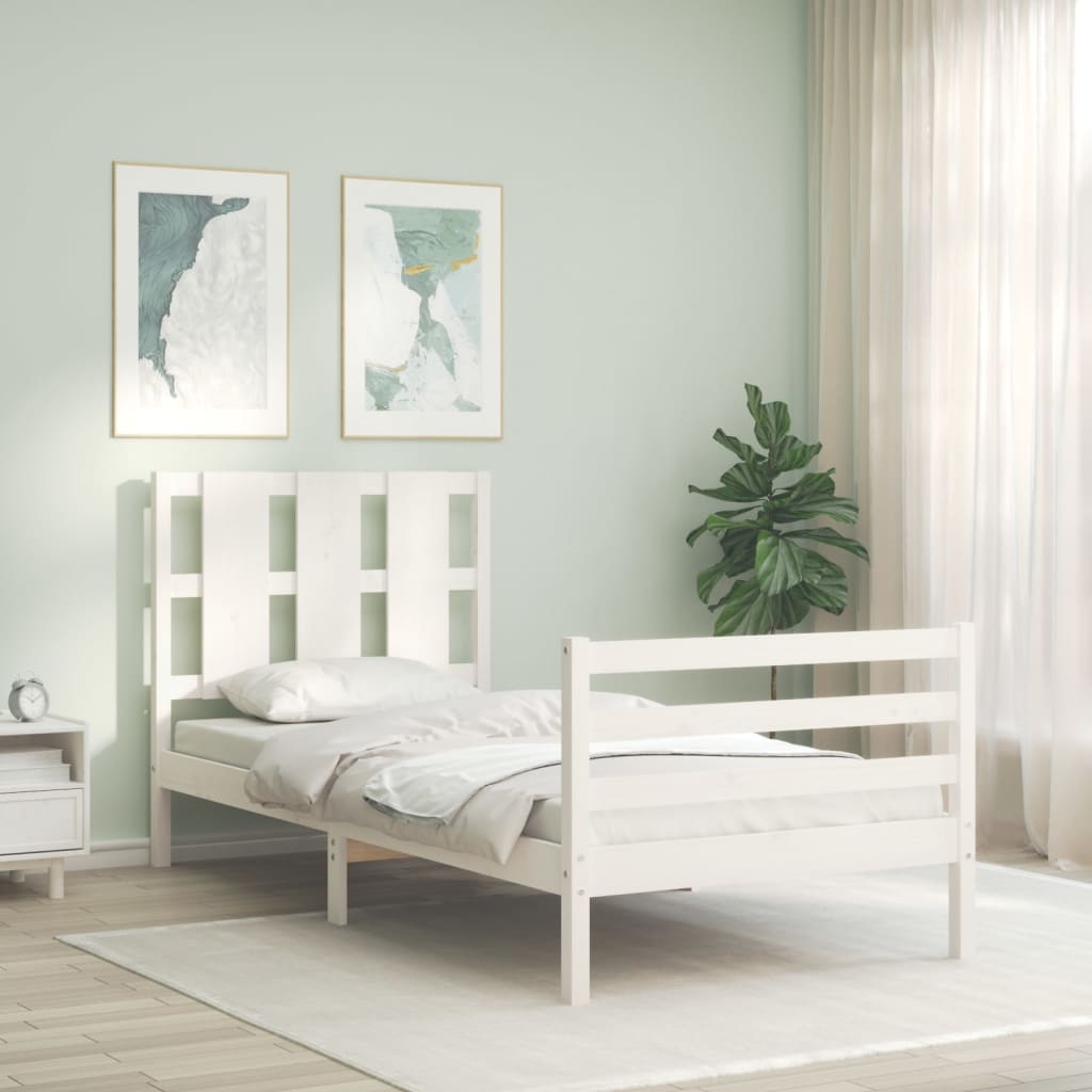 Bed Frame without Mattress White Small Single Solid Wood
