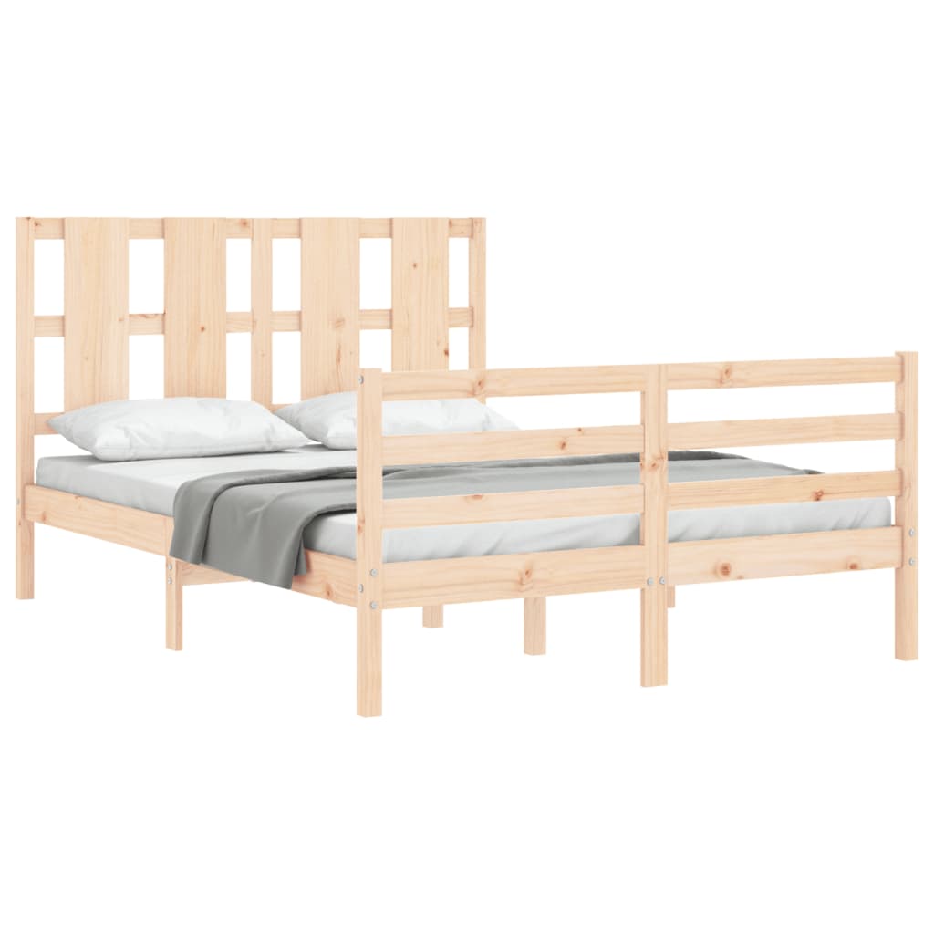 Bed Frame without Mattress Double Solid Wood