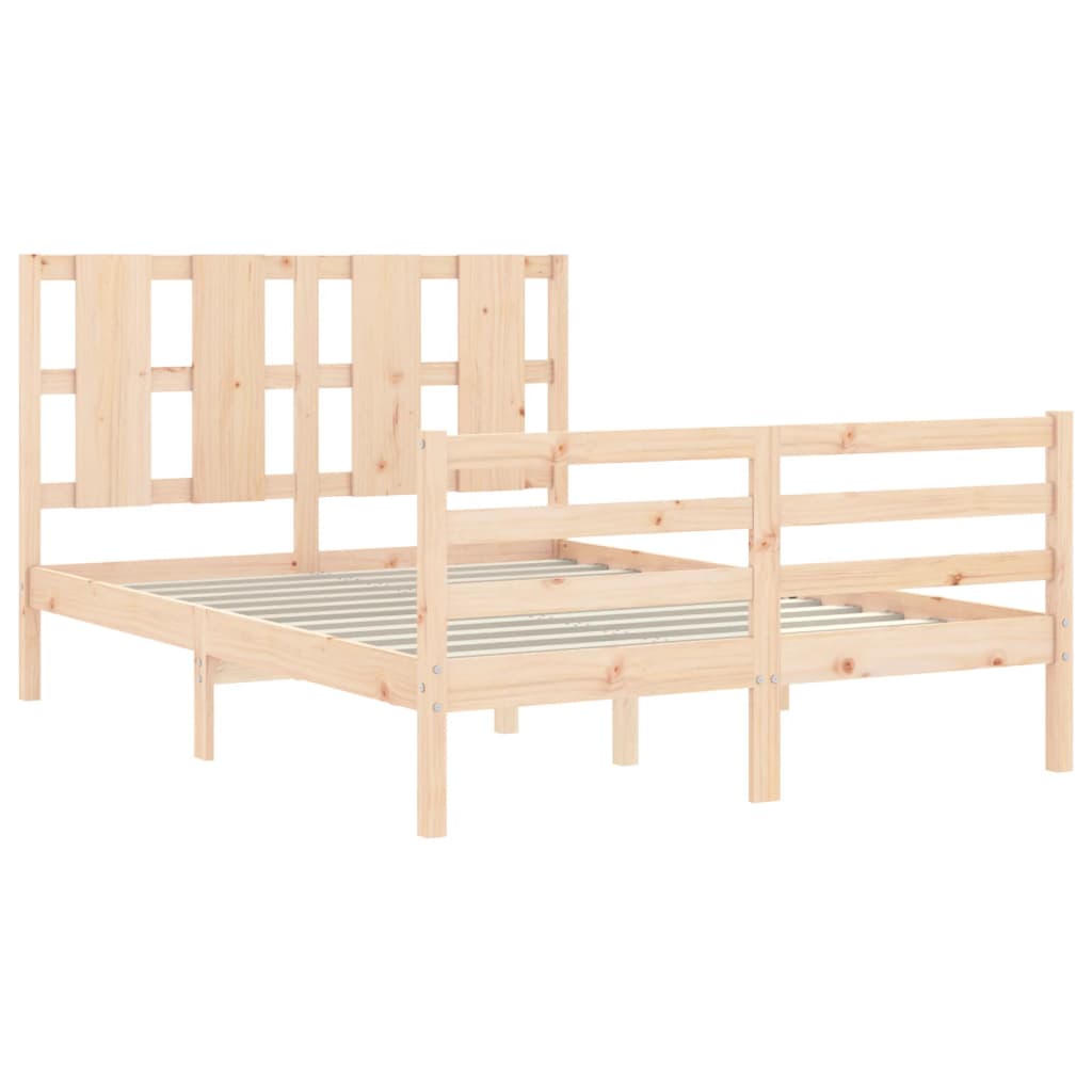 Bed Frame without Mattress Double Solid Wood