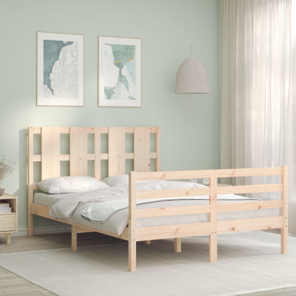 Bed Frame without Mattress 140x190 cm Solid Wood
