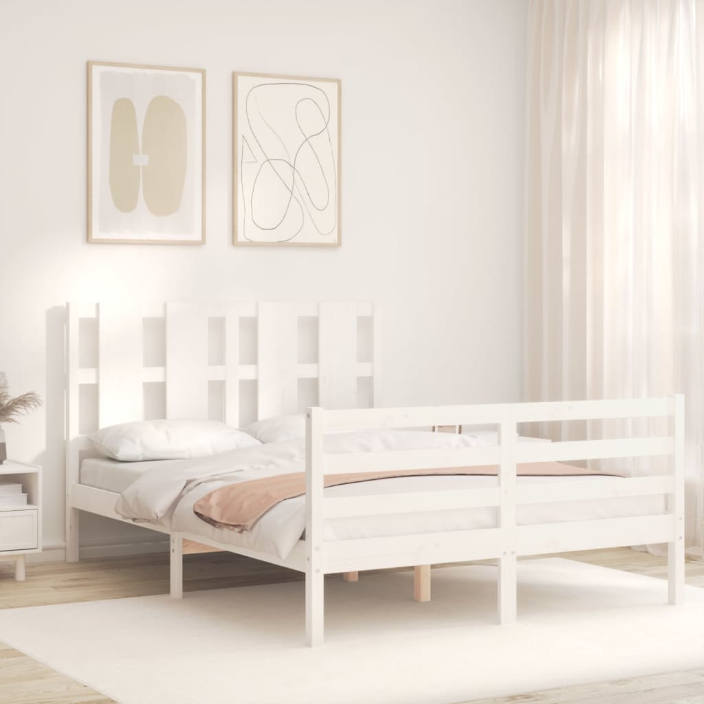 Bed Frame without Mattress White 140x190 cm Solid Wood