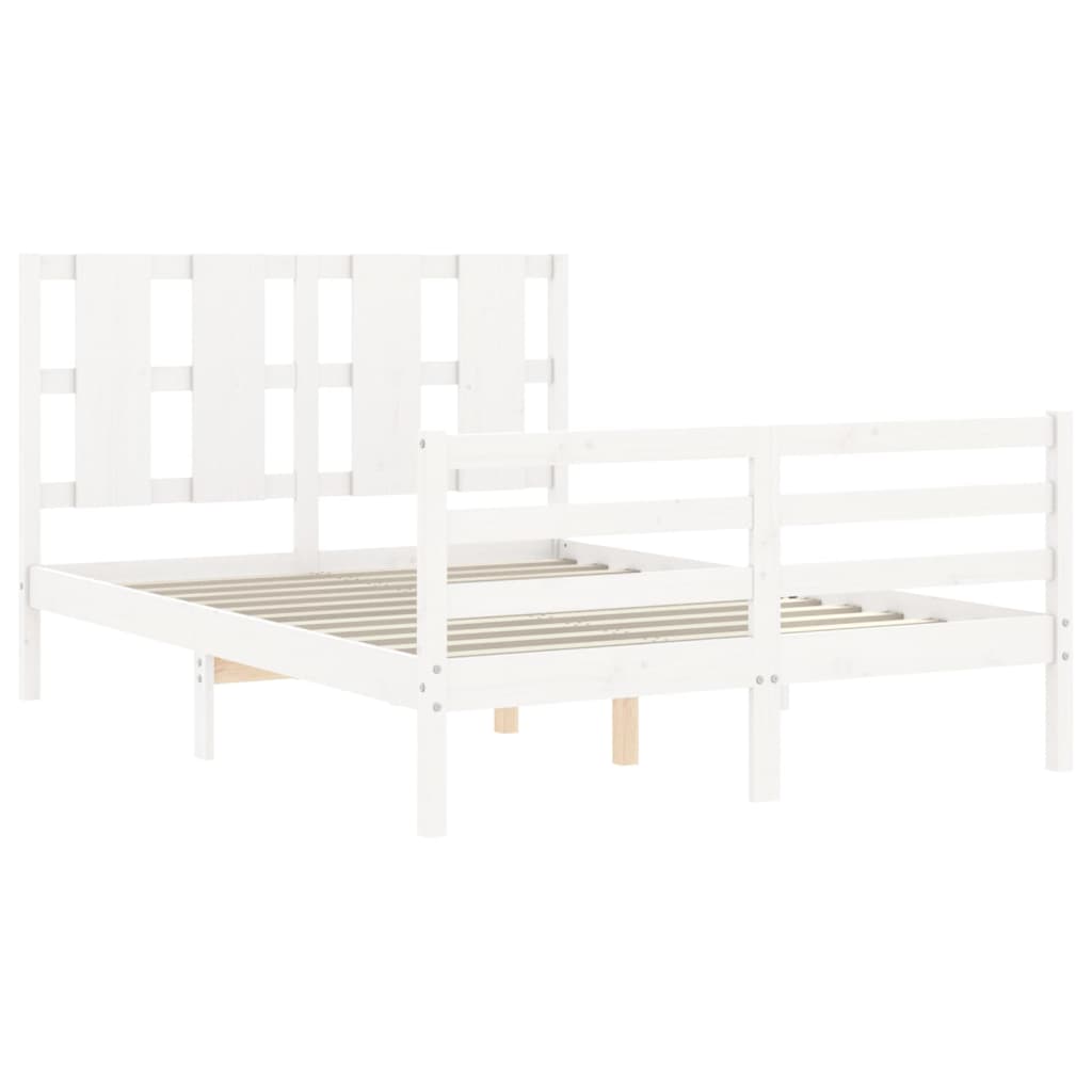 Bed Frame without Mattress White 140x190 cm Solid Wood