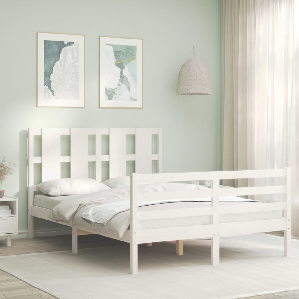 Bed Frame without Mattress White 120x200 cm Solid Wood