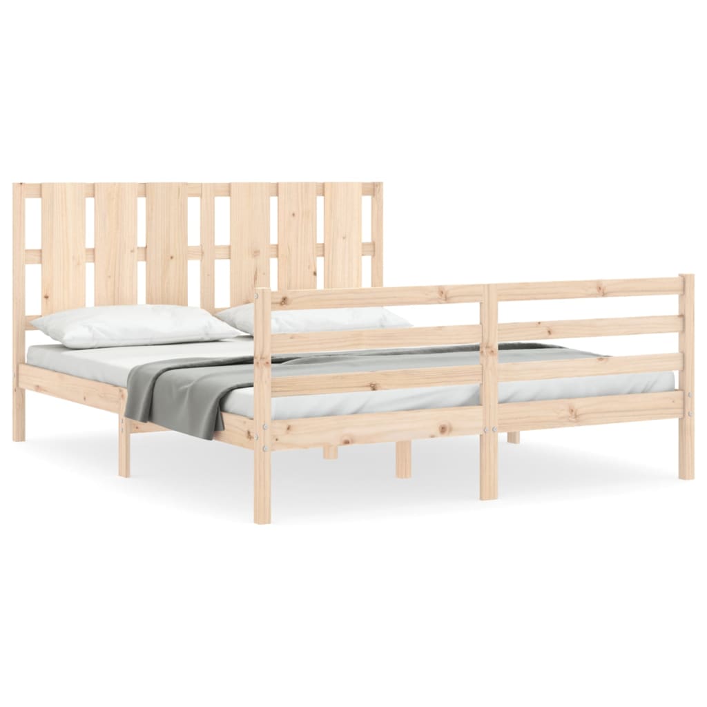 Bed Frame without Mattress King Size Solid Wood