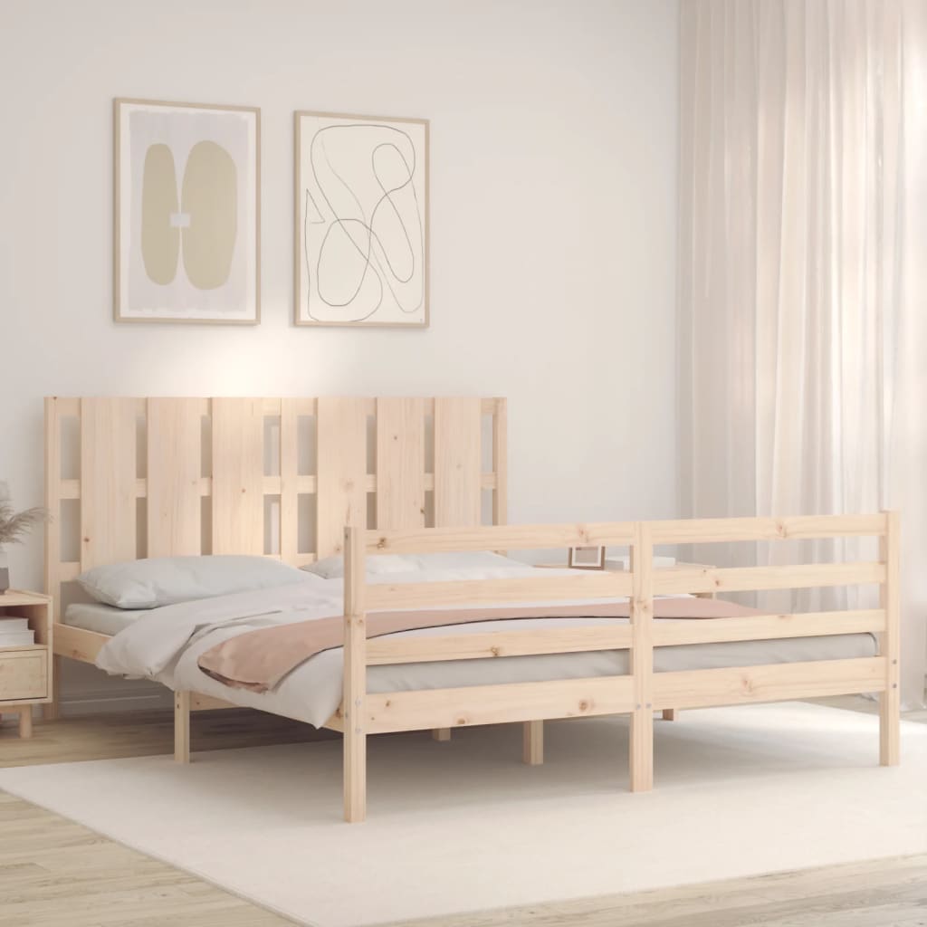 Bed Frame without Mattress King Size Solid Wood