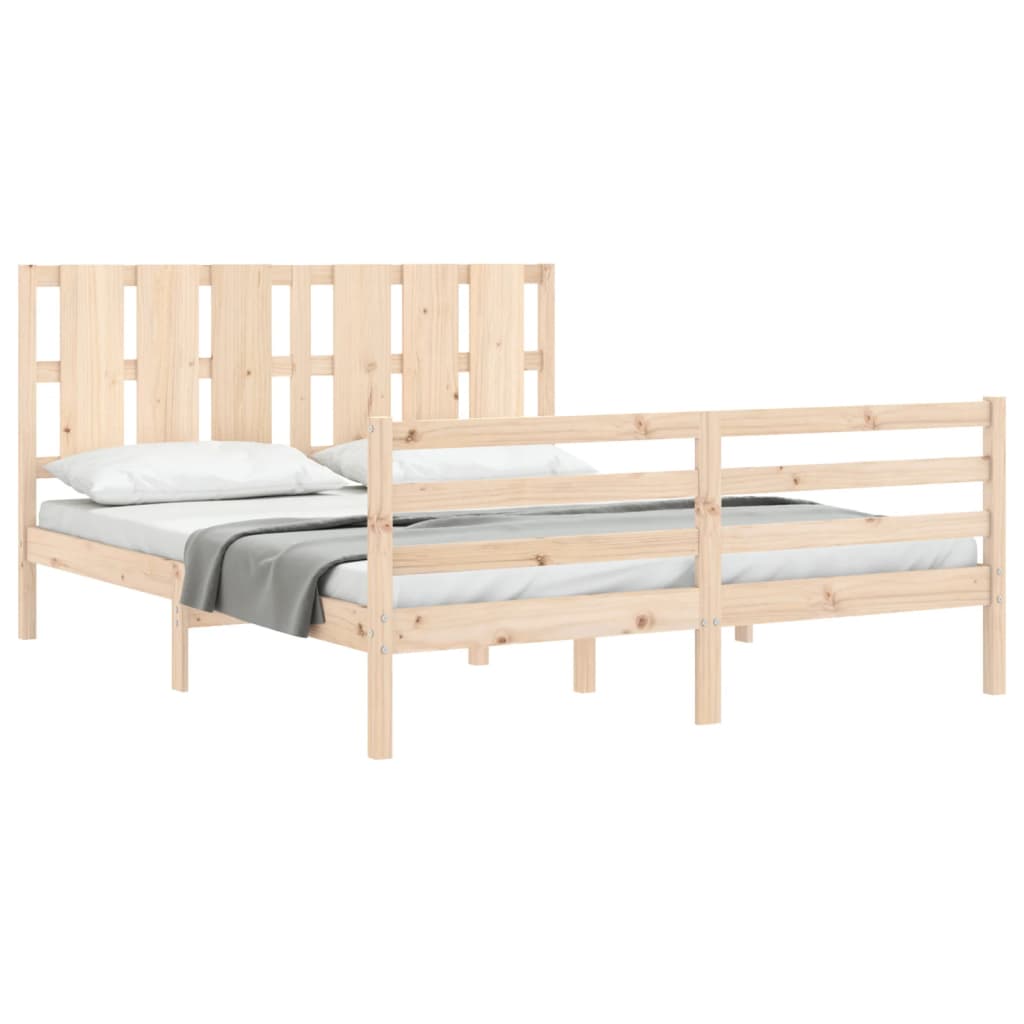 Bed Frame without Mattress King Size Solid Wood