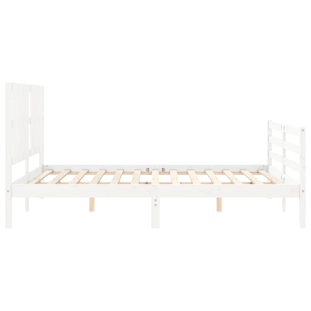 Bed Frame without Mattress White King Size Solid Wood