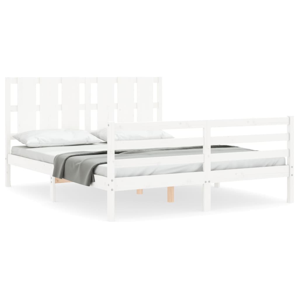 Bed Frame without Mattress White 160x200 cm Solid Wood