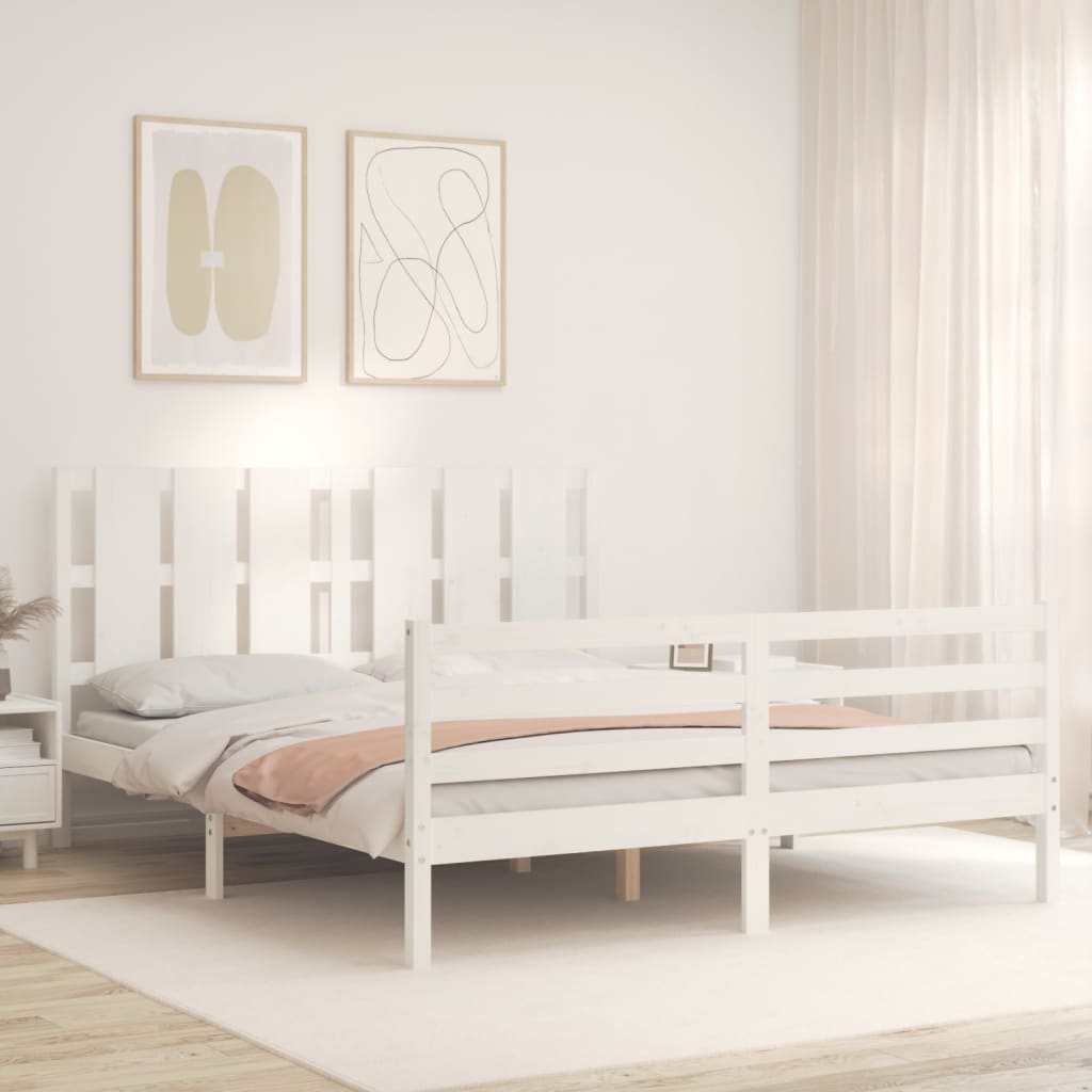 Bed Frame without Mattress White 160x200 cm Solid Wood