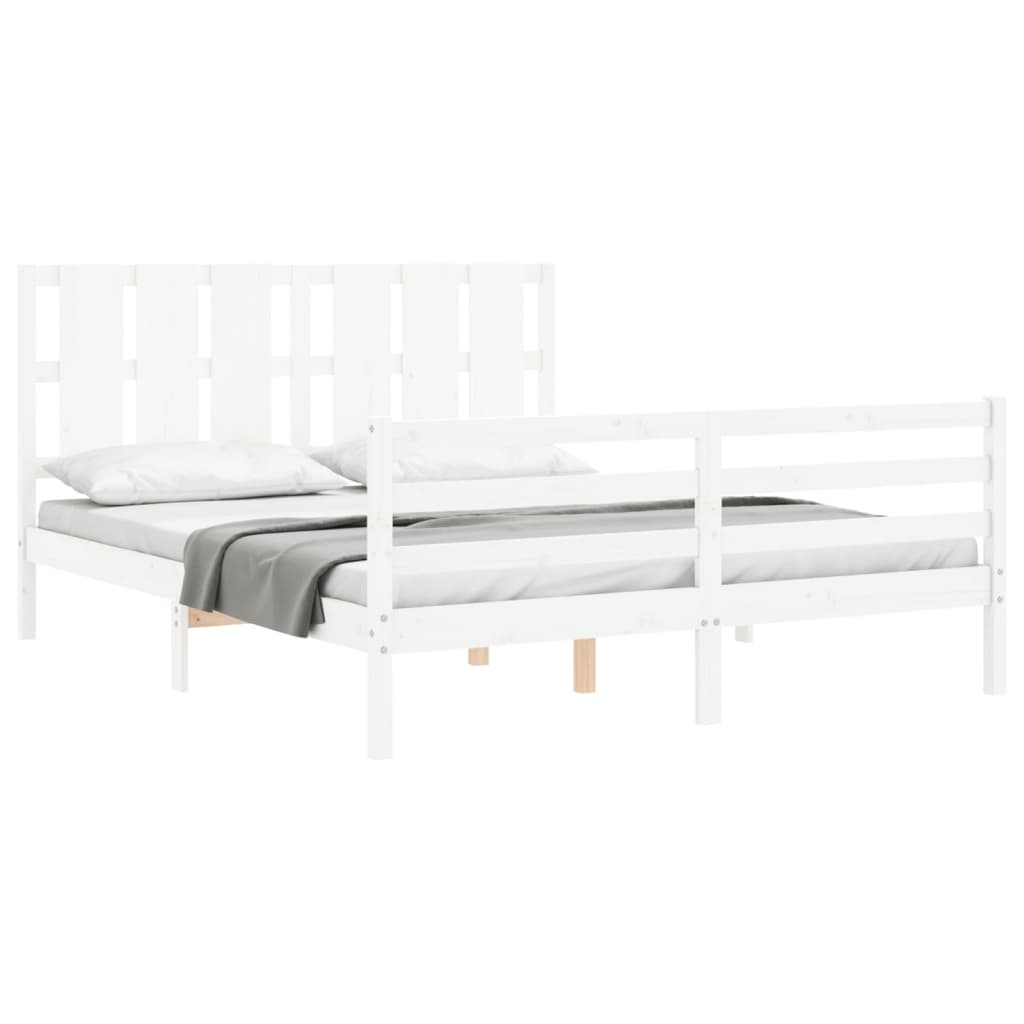 Bed Frame without Mattress White 160x200 cm Solid Wood