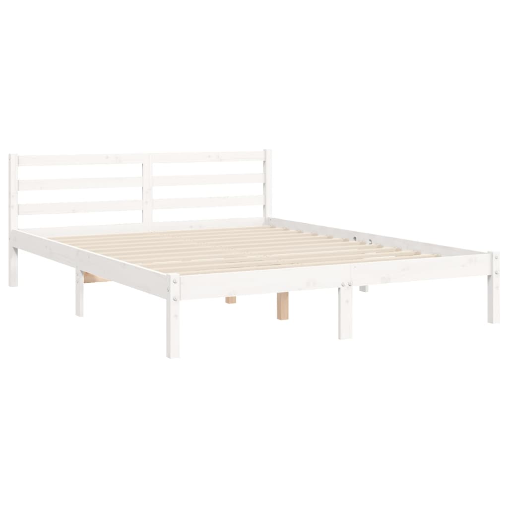 Bed Frame without Mattress White 160x200 cm Solid Wood