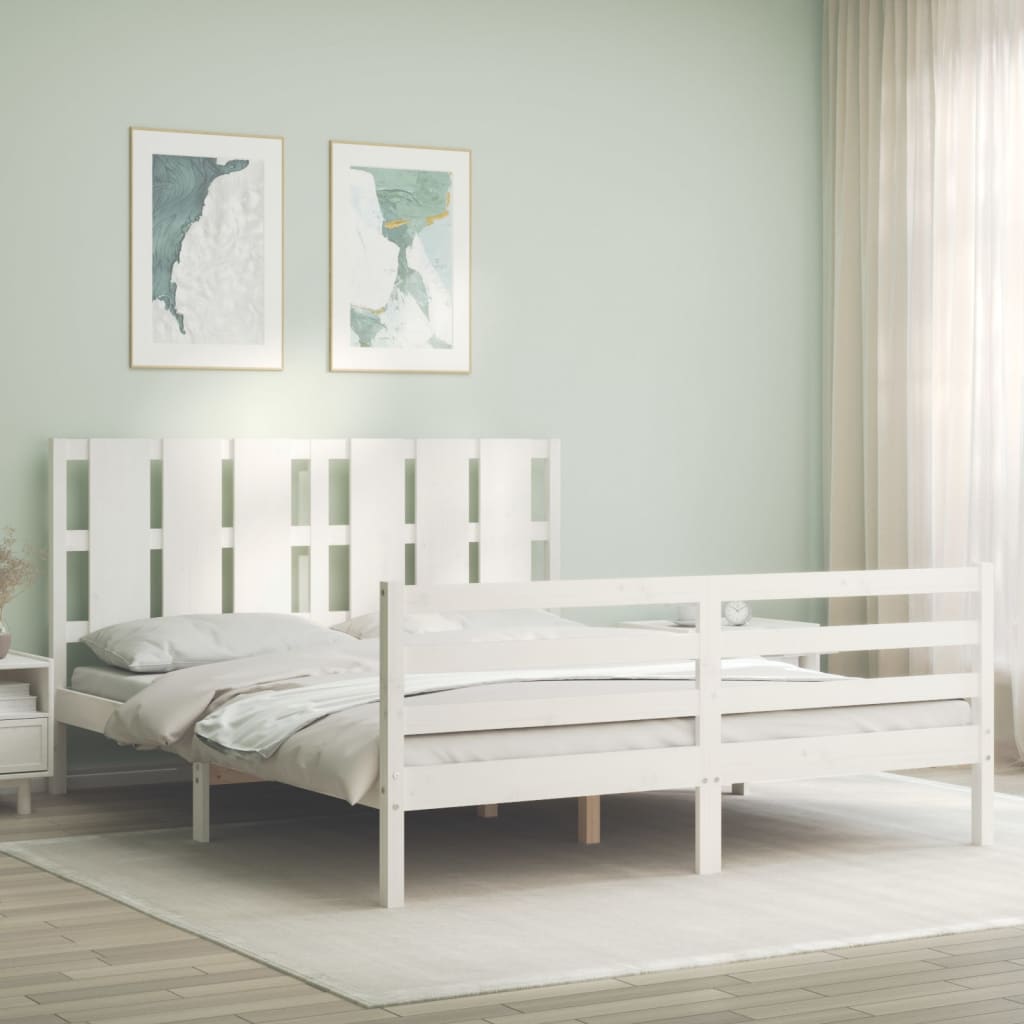 Bed Frame without Mattress White 160x200 cm Solid Wood