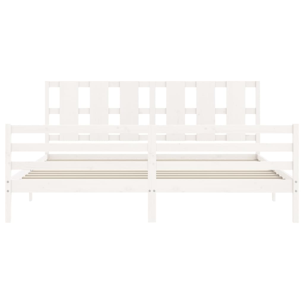 Bed Frame without Mattress White Super King Size Solid Wood
