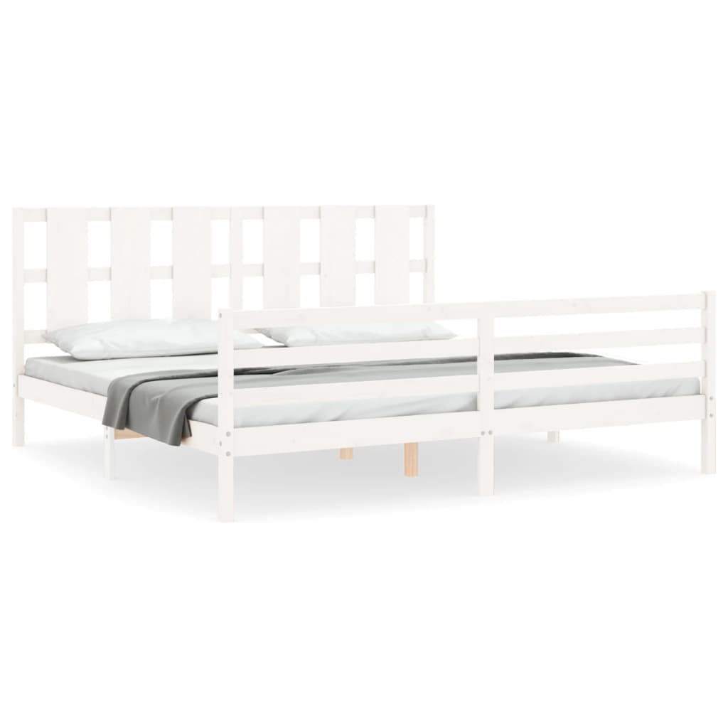 Bed Frame without Mattress White 200x200 cm Solid Wood