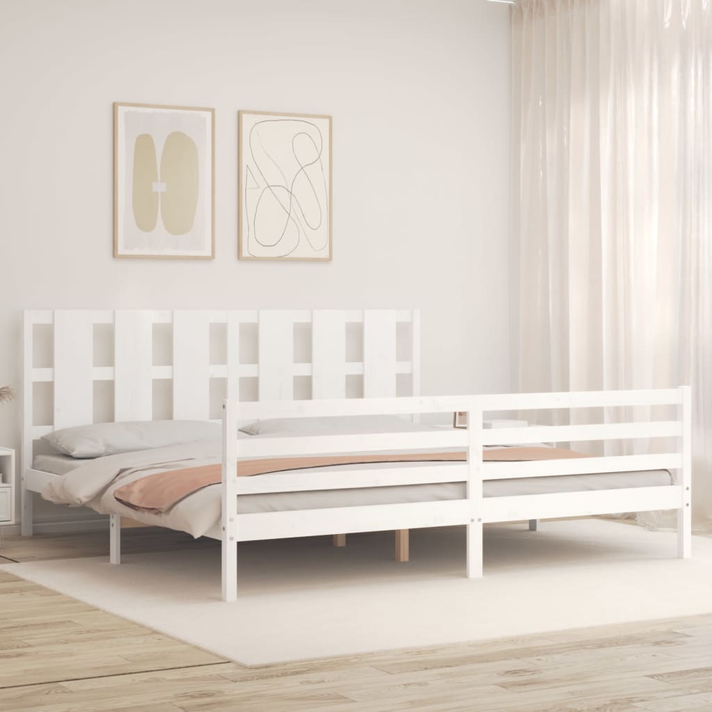 Bed Frame without Mattress White 200x200 cm Solid Wood