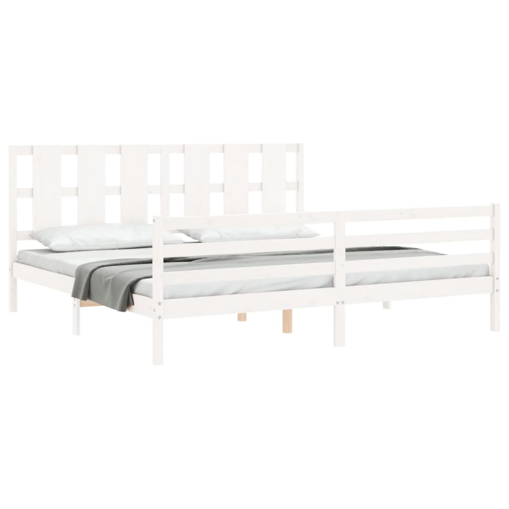 Bed Frame without Mattress White 200x200 cm Solid Wood