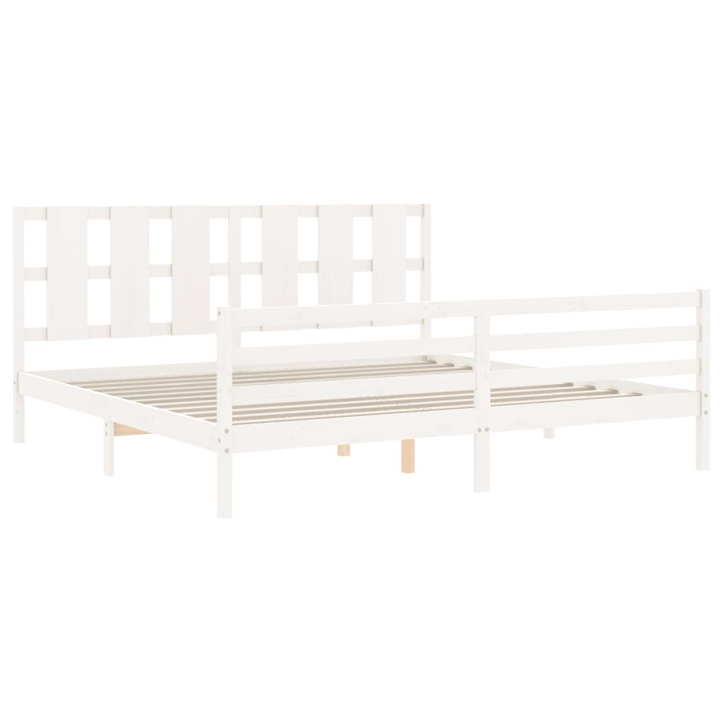 Bed Frame without Mattress White 200x200 cm Solid Wood
