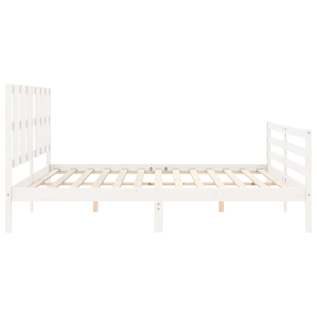 Bed Frame without Mattress White 200x200 cm Solid Wood