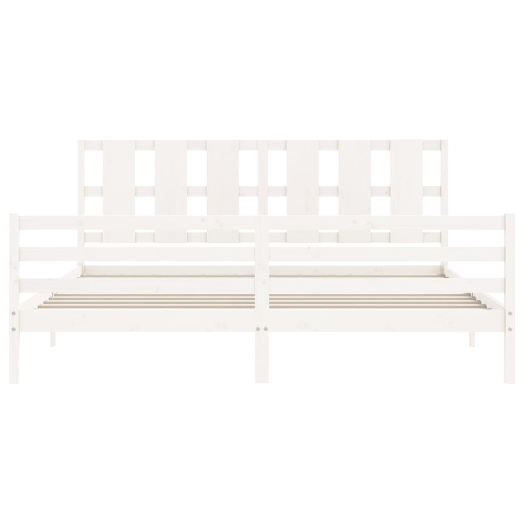 Bed Frame without Mattress White 200x200 cm Solid Wood