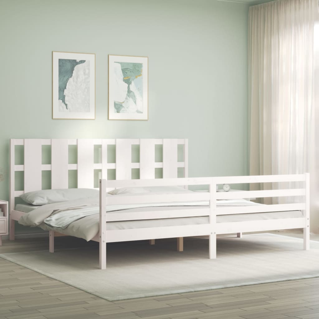 Bed Frame without Mattress White 200x200 cm Solid Wood