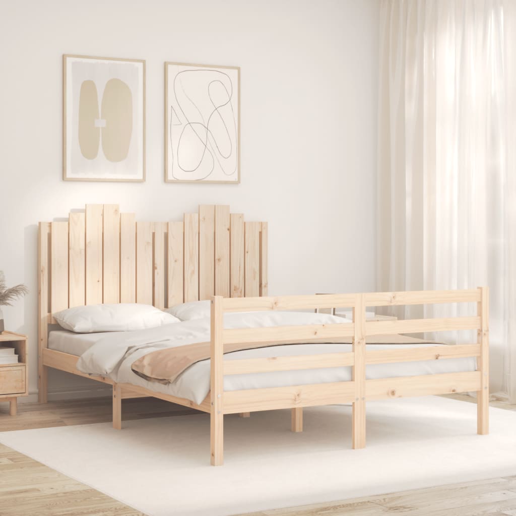 Bed Frame without Mattress Double Solid Wood