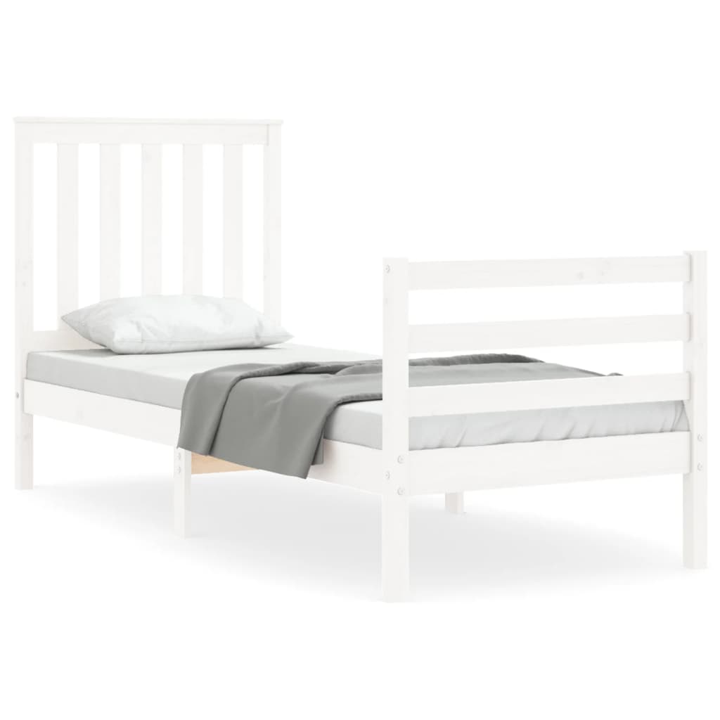 Bed Frame without Mattress White Small Single Solid Wood