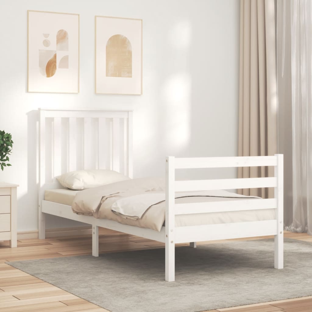 Bed Frame without Mattress White Small Single Solid Wood