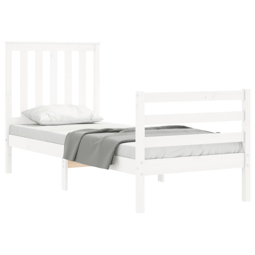 Bed Frame without Mattress White Small Single Solid Wood
