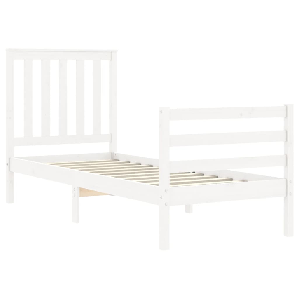 Bed Frame without Mattress White Small Single Solid Wood