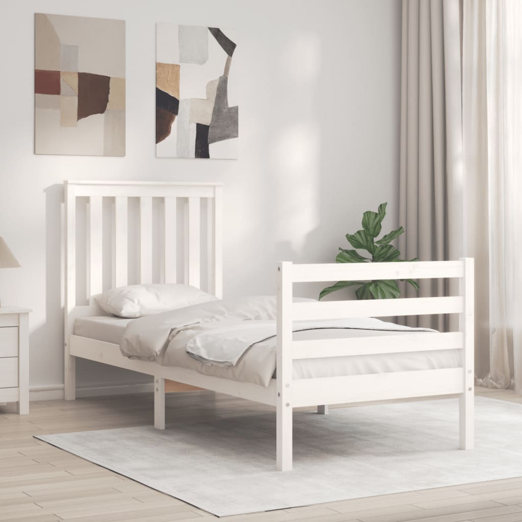 Bed Frame without Mattress White Small Single Solid Wood