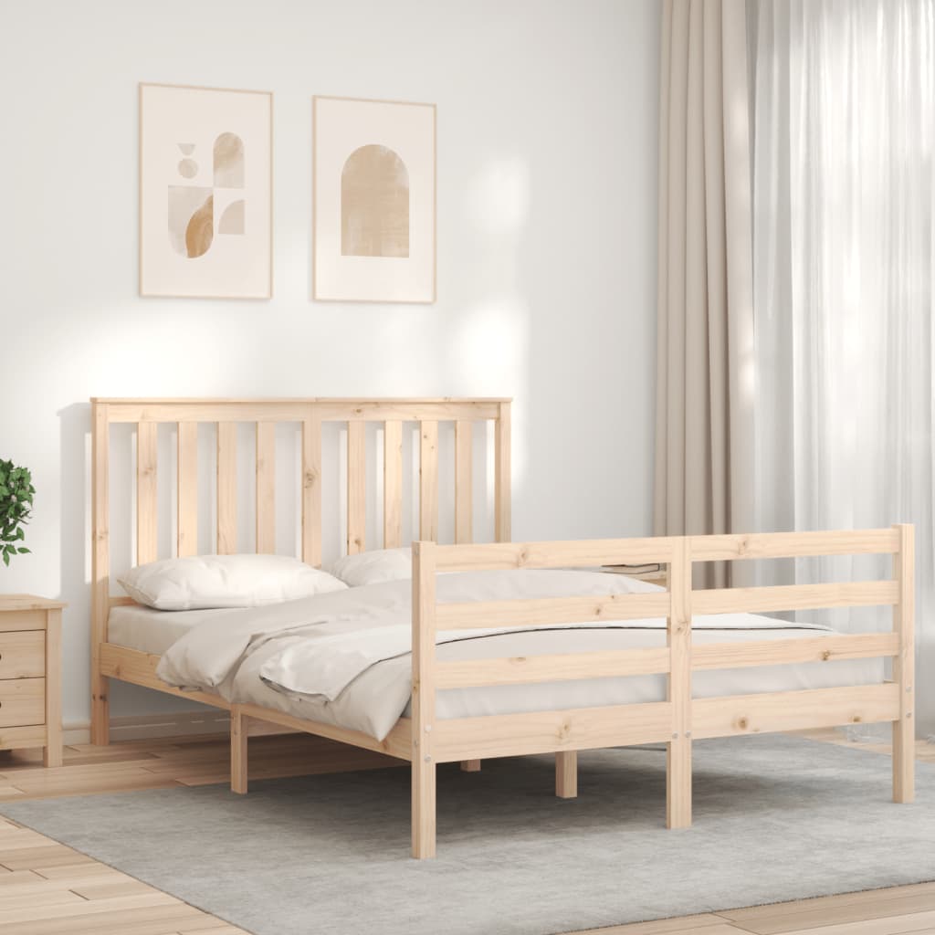 Bed Frame without Mattress Double Solid Wood