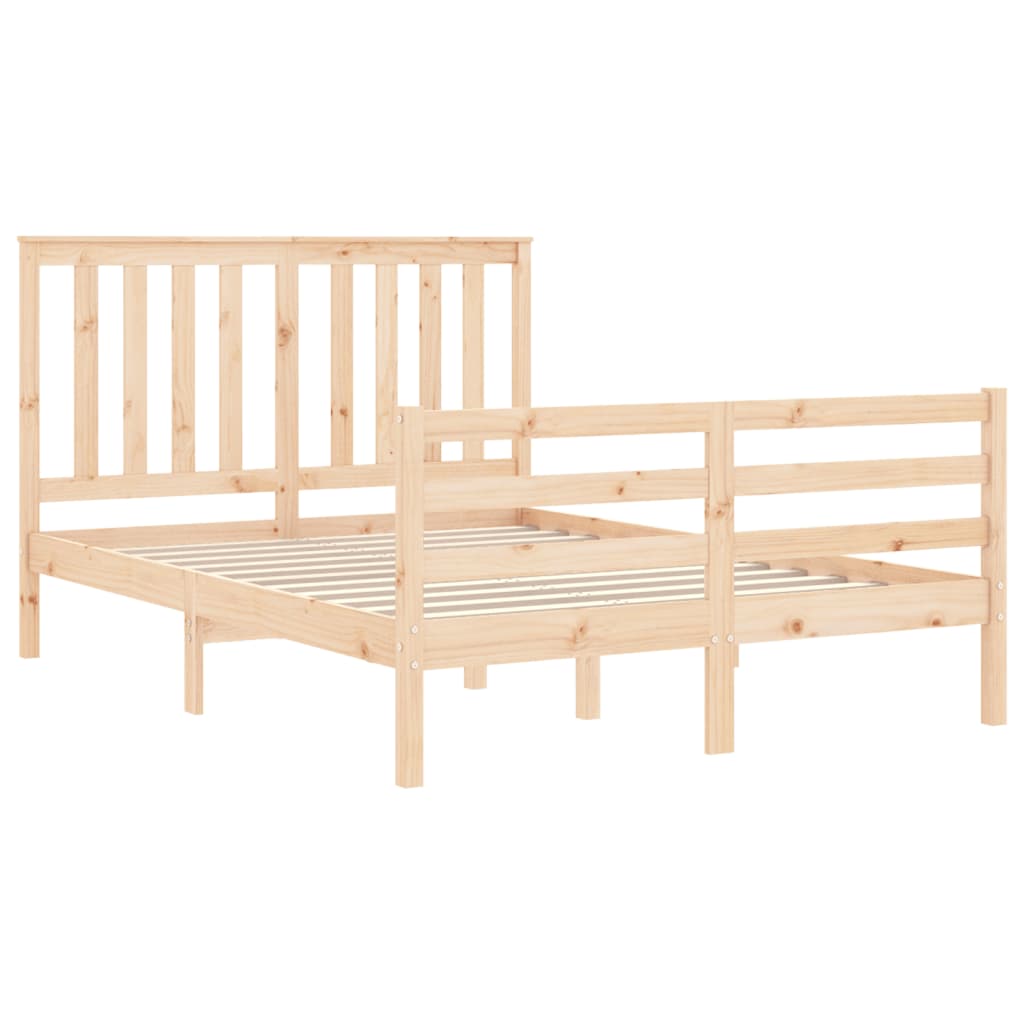 Bed Frame without Mattress Double Solid Wood
