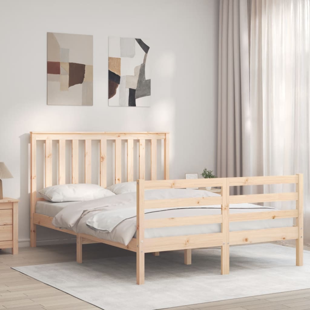 Bed Frame without Mattress Double Solid Wood