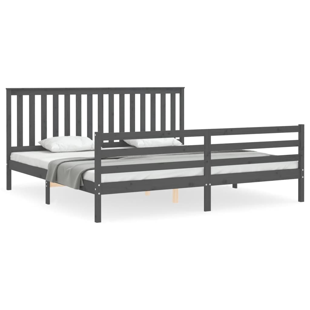 Bed Frame without Mattress Grey 200x200 cm Solid Wood