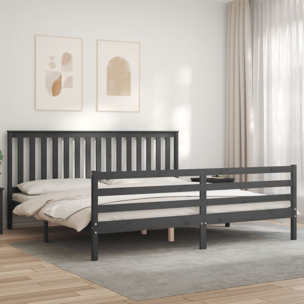 Bed Frame without Mattress Grey 200x200 cm Solid Wood