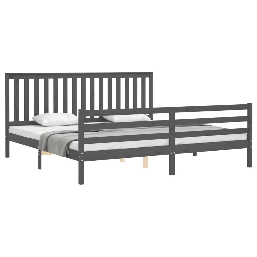 Bed Frame without Mattress Grey 200x200 cm Solid Wood