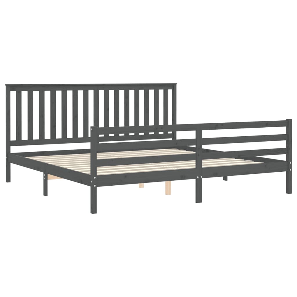 Bed Frame without Mattress Grey 200x200 cm Solid Wood